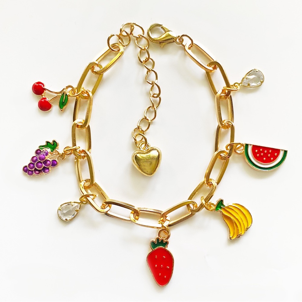 ‼️SALE‼️ Handmade Fruit Charm Bracelet / y2k 90s style jewelry